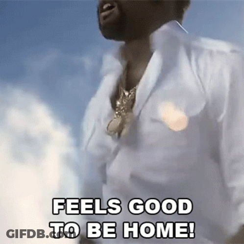 Man In White Shirt Says Feels Good To Be Home GIF