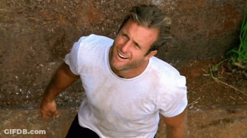 Man In White Shirt Smiling Looking Up GIF