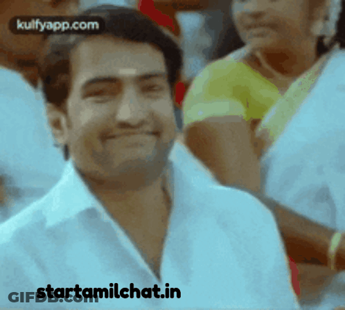 Man In White Shirt Smiling Starttamilchat.in GIF