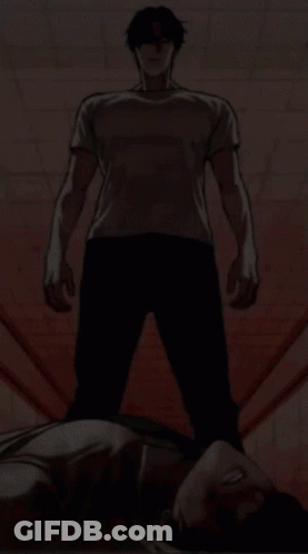 Man In White Shirt Standing Over Lying Man GIF