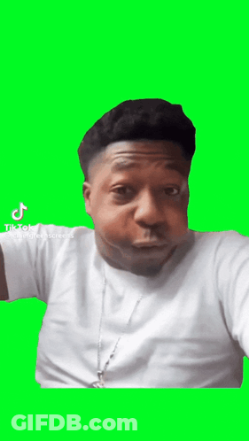 Man In White Shirt Taking Selfie With Green Screen GIF