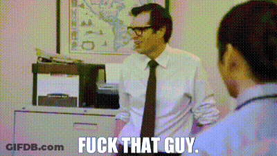 Man In White Shirt Talking To Man Saying Fuck That Guy GIF