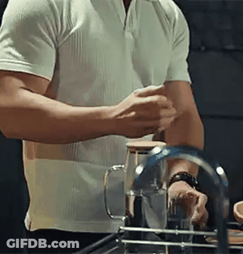 Man In White Shirt Washing Dishes GIF