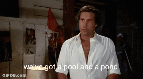 Man In White Shirt We've Got A Pool And A Pond GIF