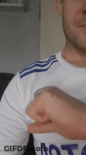 Man In White Shirt With Blue Stripes Saying Not GIF