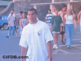 Man In White Shirt With Crescent Moon GIF