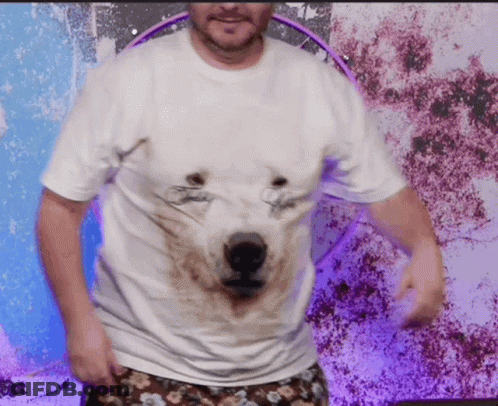 Man In White Shirt With Polar Bear GIF