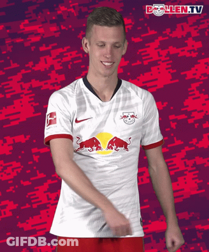 Man In White Shirt With Red Bulls GIF