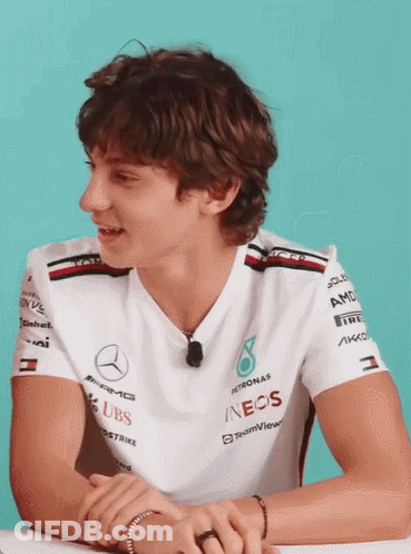 Man In White Shirt With Sleeve Sponsors GIF