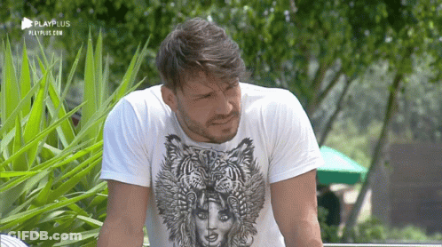 Man In White Shirt With Tiger GIF
