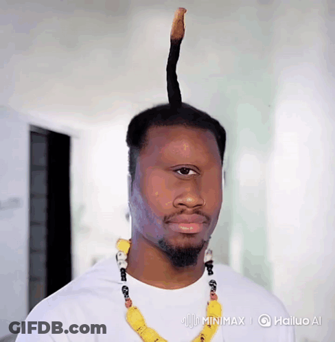 Man In White Shirt With Yellow Necklace And Long Hair GIF