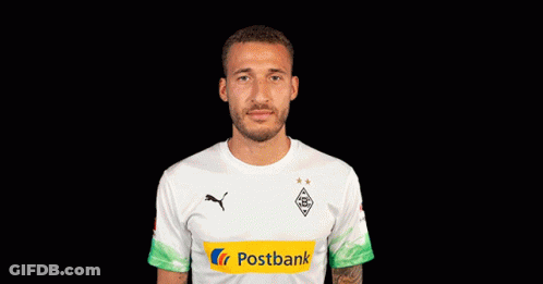 Man In White Shirt With Yellow Stripe Saying Postbank GIF