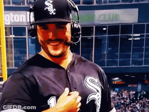 Man In White Sox Hat And Headphones GIF