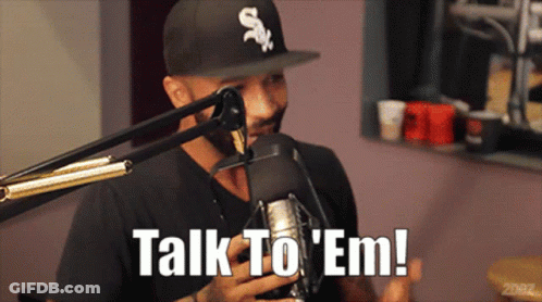 Man In White Sox Hat Talking GIF