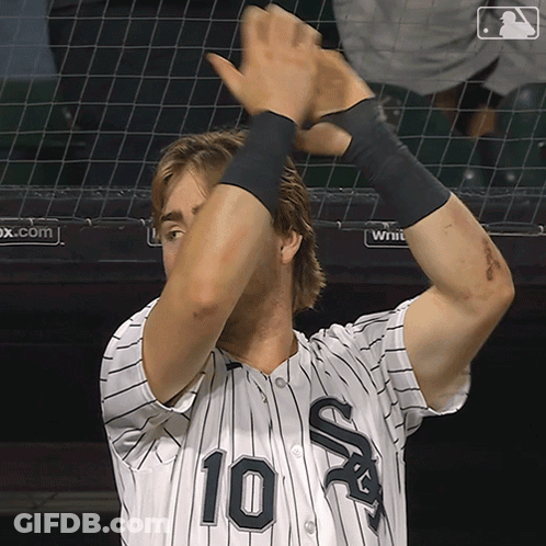 Man In White Sox Jersey Clapping GIF