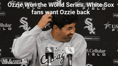 Man In White Sox Sweatshirt Fans Want Ozzie Back GIF