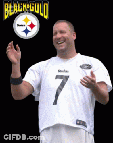 Man In White Steelers Jersey Number 7 GIF