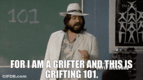 Man In White Suit And Hat In Front Of Chalkboard 101 GIF