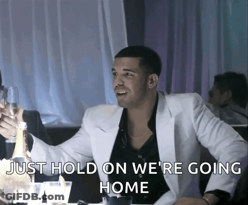 Man In White Suit Holding Champagne Bottle Says Just Hold On We Are Going Home GIF