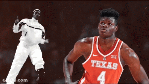 Man In White Suit Next To Man In Texas Jersey GIF