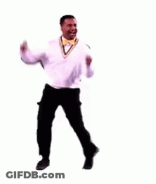 Man In White Sweater And Black Pants Dancing GIF