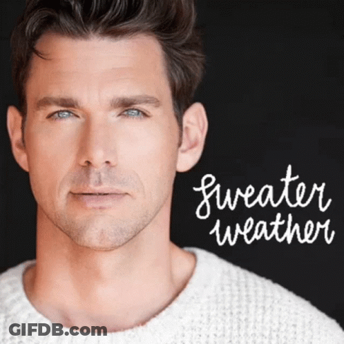 Man In White Sweater Saying Sweater Weather GIF
