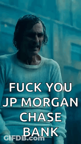Man In White Sweater With F**k You JP Morgan GIF