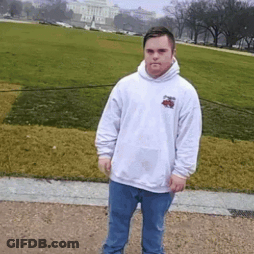 Man In White Sweatshirt With Cherry GIF