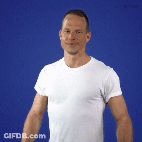 Man In White T-Shirt On Blue Background GIF