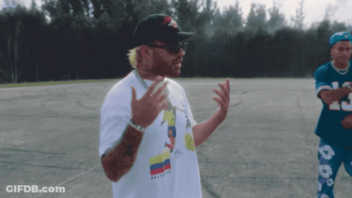 Man In White T-Shirt Saying Colombia GIF
