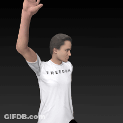 Man In White T-Shirt Saying Freedom GIF