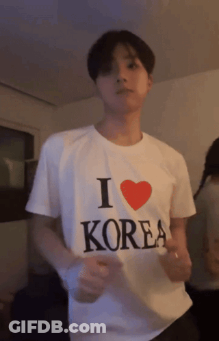 Man In White T-Shirt Saying I Love Korea GIF