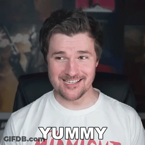 Man In White T-Shirt Saying Yummy GIF