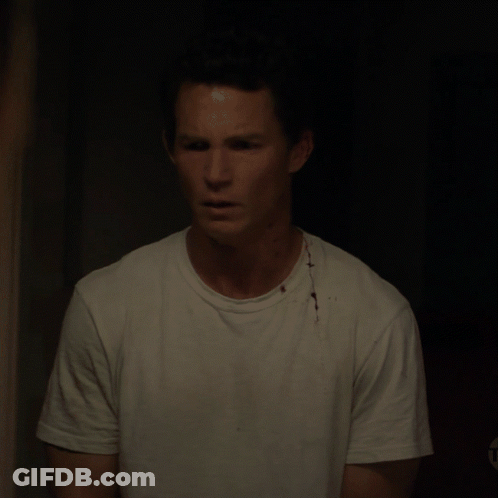 Man In White T-Shirt With Blood GIF