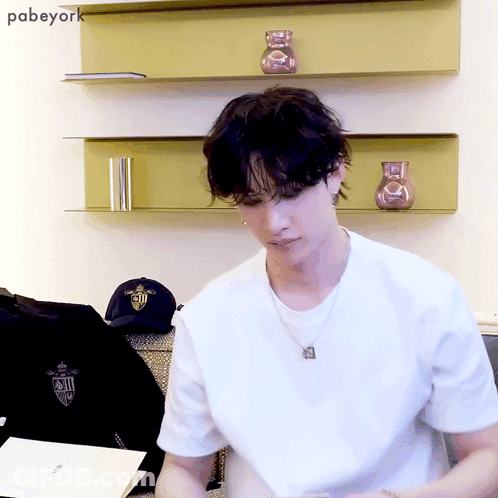 Man In White T-Shirt With Necklace GIF