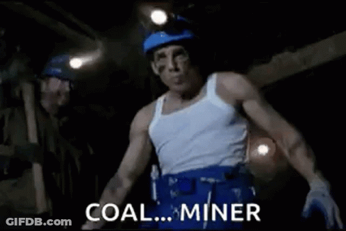 Man In White Tank Top And Blue Pants Saying Coal Miner GIF