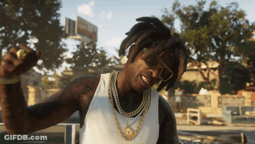 Man In White Tank Top And Gold Chains Dancing GIF