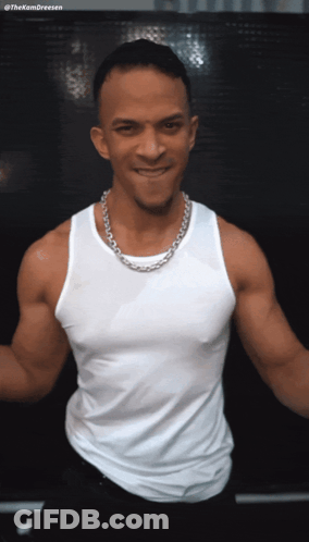 Man In White Tank Top And Silver Chain GIF