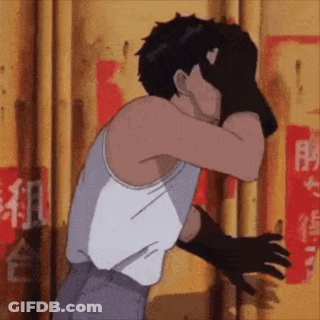 Man In White Tank Top Covering Face GIF