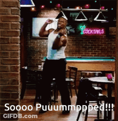 Man In White Tank Top Dancing Cocktails Sign GIF