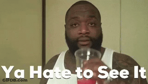 Man In White Tank Top Drinking Juice Saying Ya Hate To See It GIF