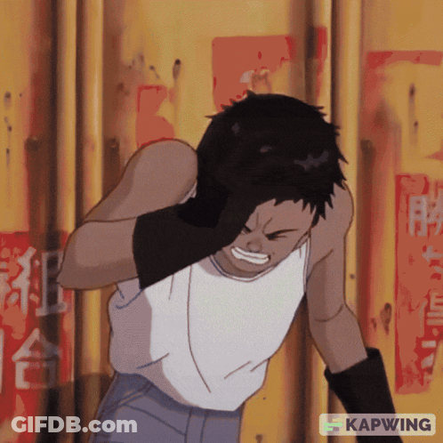 Man In White Tank Top In Front Of Chinese Characters GIF