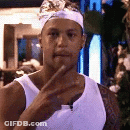 Man In White Tank Top Making Funny Face GIF