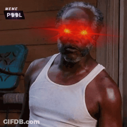 Man In White Tank Top Red Eyes Meme Pool Logo Background GIF