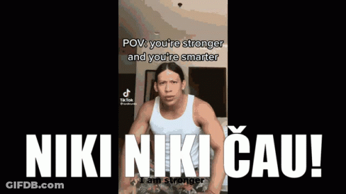 Man In White Tank Top Saying Niki Niki Cau GIF