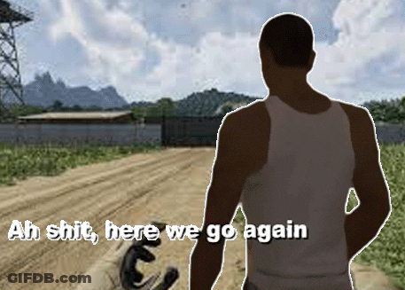 Man In White Tank Top Walking Dirt Road Here We Go Again GIF