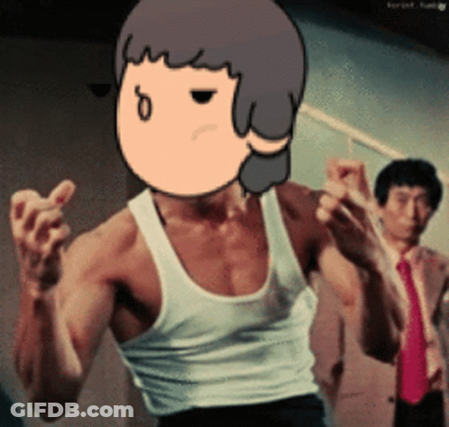 Man In White Tank Top With Cartoon Face GIF