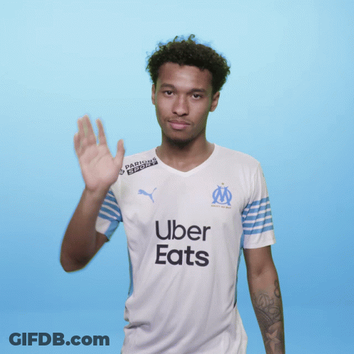 Man In White Uber Eats Shirt Waving GIF