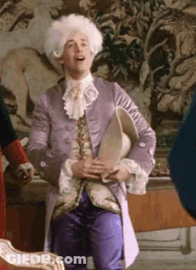 Man In White Wig Holding Hat GIF
