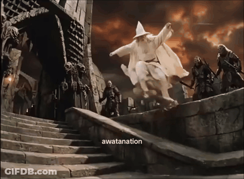 Man In White Wizard Hat Jumping Saying Awatanation GIF
